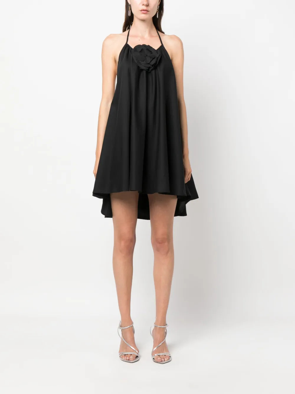 Georgia Floral-Appliqué Flared Minidress