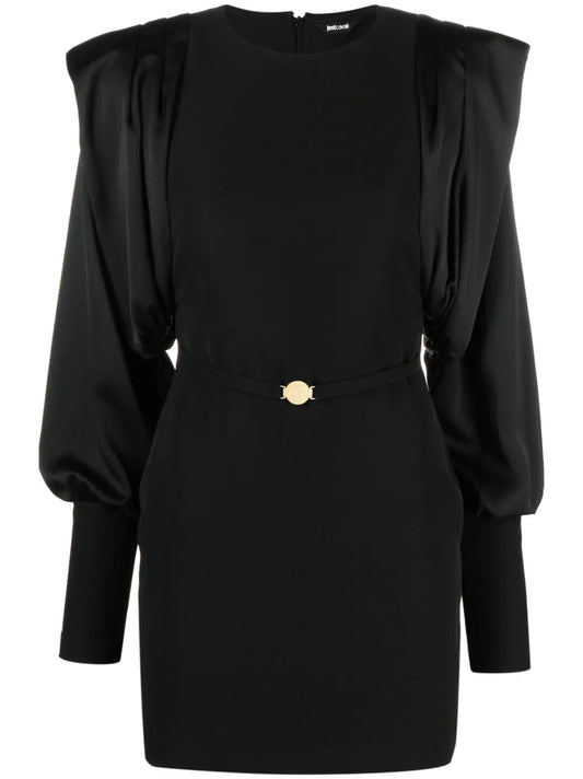 Draped-Sleeve Belted Minidress