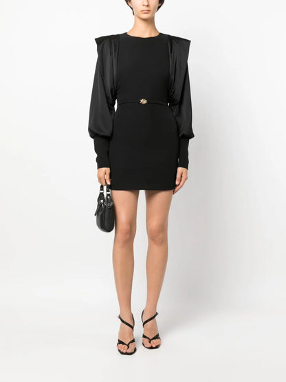 Draped-Sleeve Belted Minidress