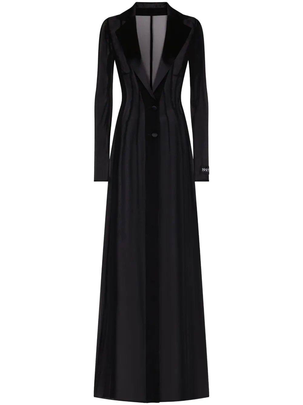 Shawl-Lapel Long-Sleeve Dress