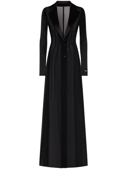 Shawl-Lapel Long-Sleeve Dress