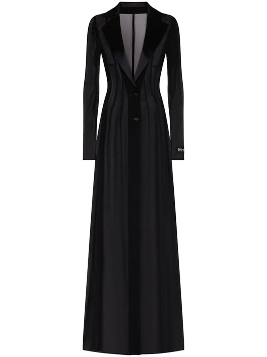 Shawl-Lapel Long-Sleeve Dress