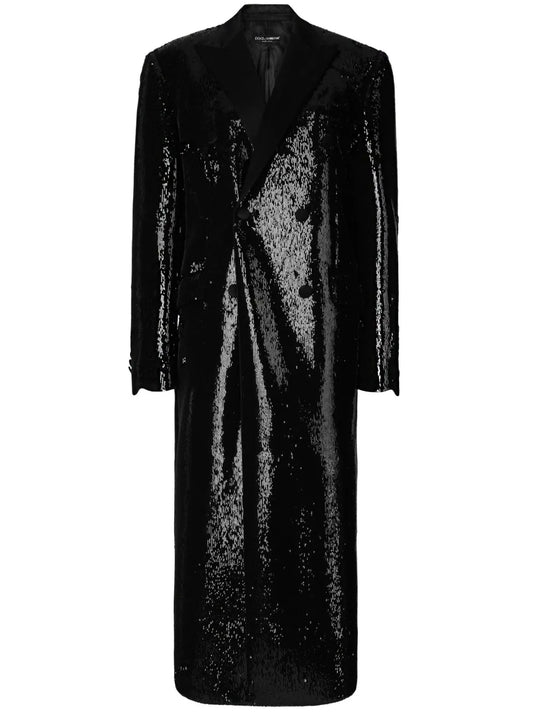 Peak-Lapel Double-Breasted Coat