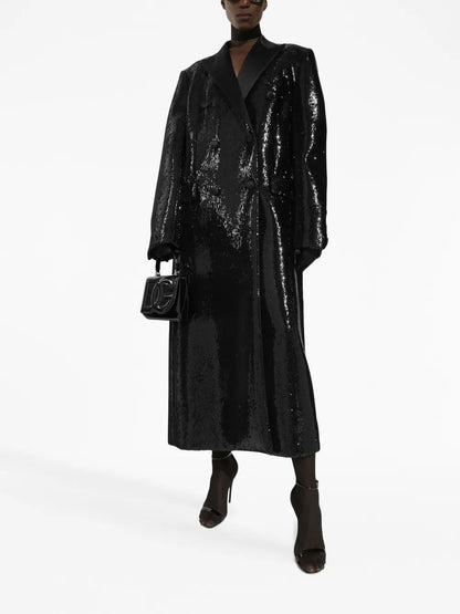 Peak-Lapel Double-Breasted Coat