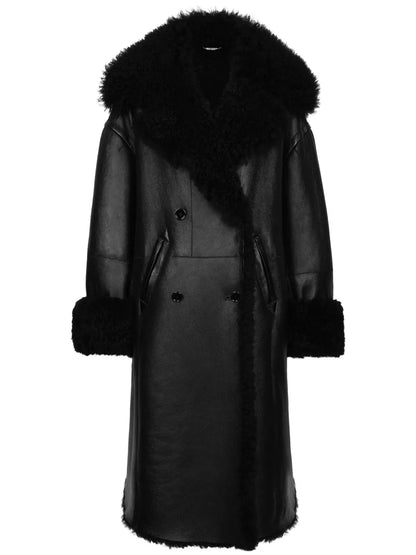 Wide-Lapels Shearling-Lining Coat