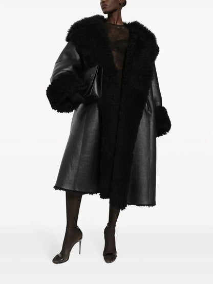 Wide-Lapels Shearling-Lining Coat