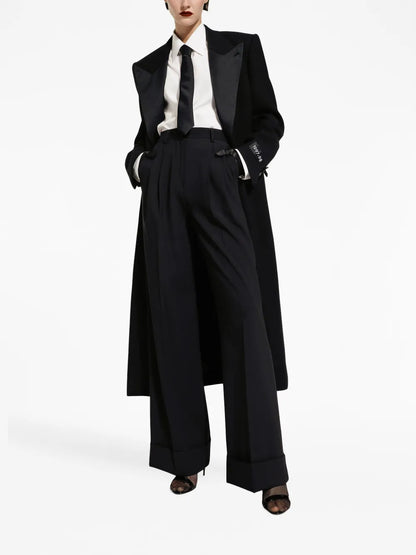 Peak-Lapel Single-Breasted Coat