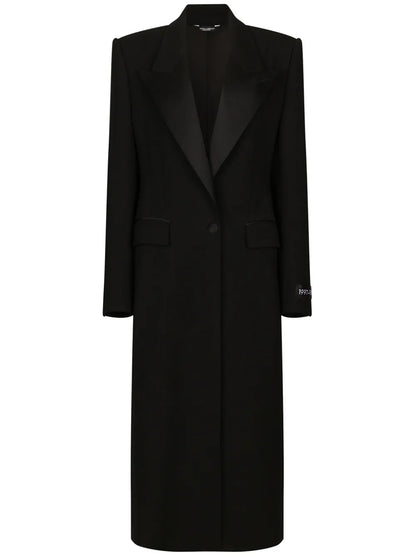 Peak-Lapel Single-Breasted Coat