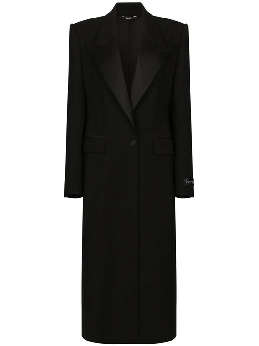 Peak-Lapel Single-Breasted Coat