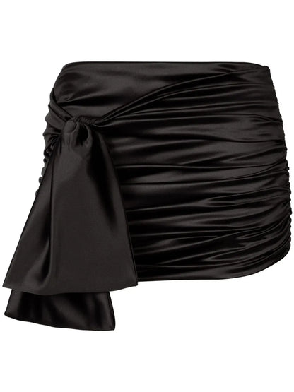Knot-Detail Satin Miniskirt