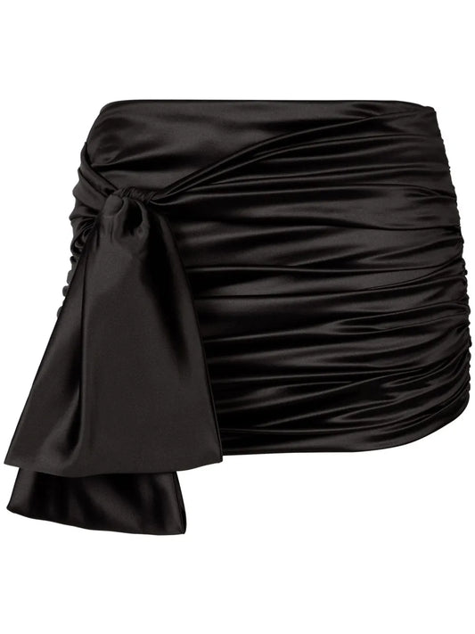Knot-Detail Satin Miniskirt