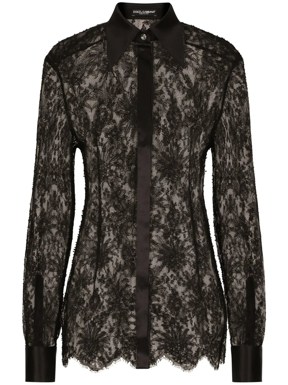 Semi-Sheer Floral-Lace Shirt