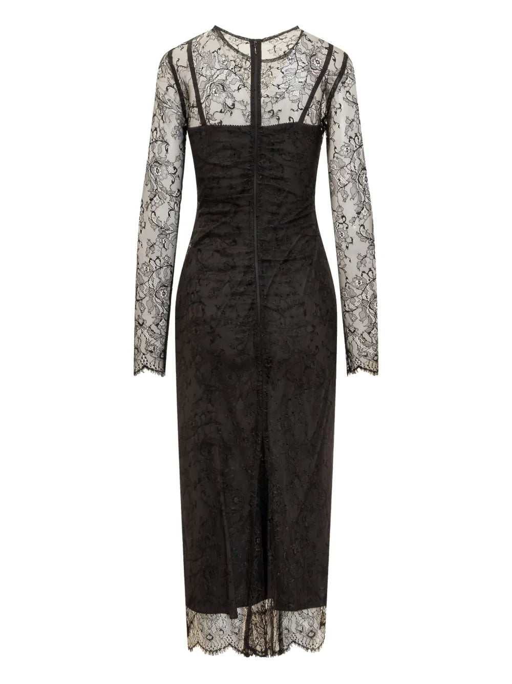 Semi-Sheer Lace Midi Dress