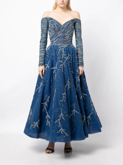 Beaded Off-Shoulder Dress