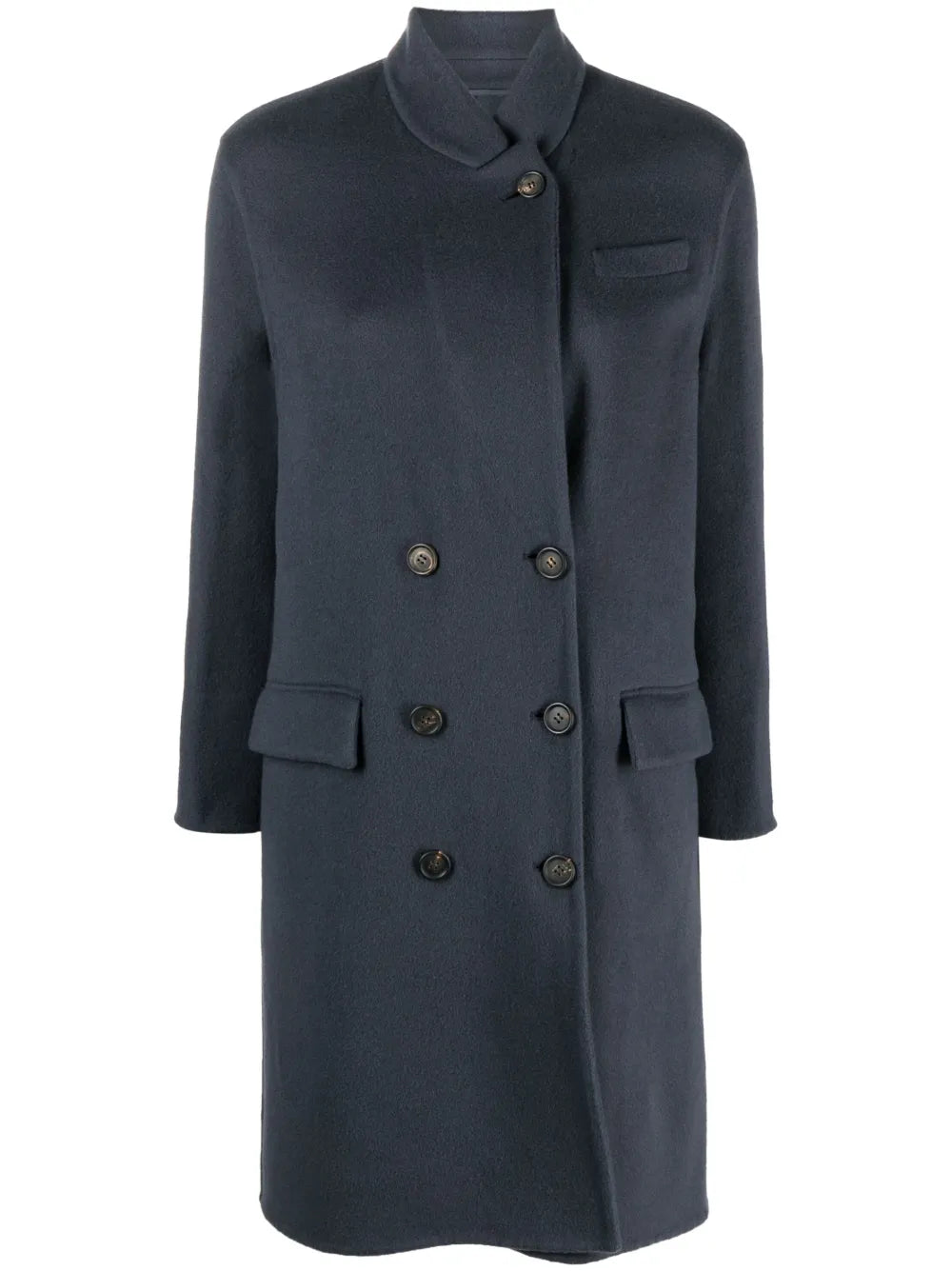 Double-Breasted Button-Fastening Coat