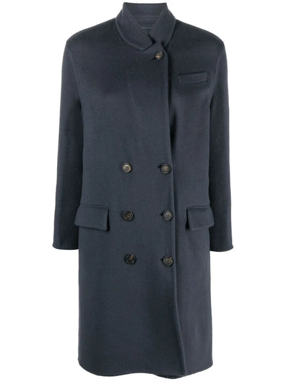 Double-Breasted Button-Fastening Coat