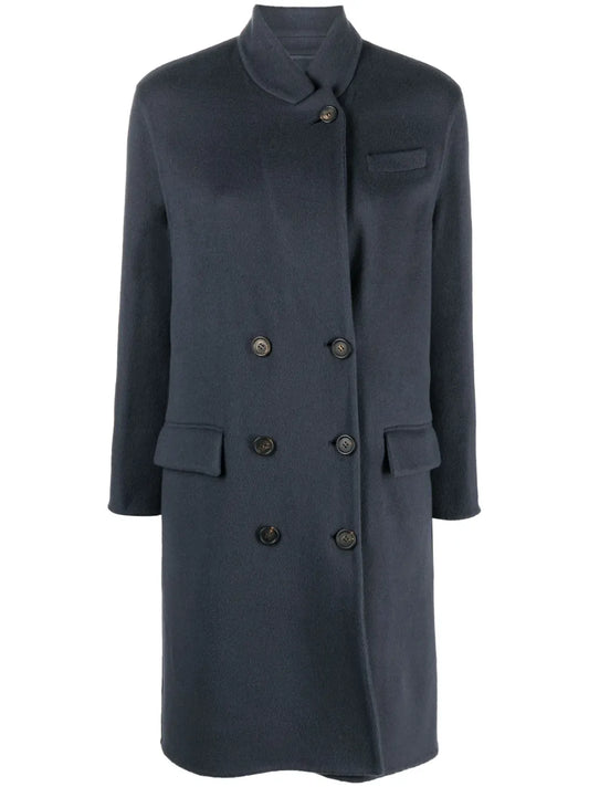 Double-Breasted Button-Fastening Coat