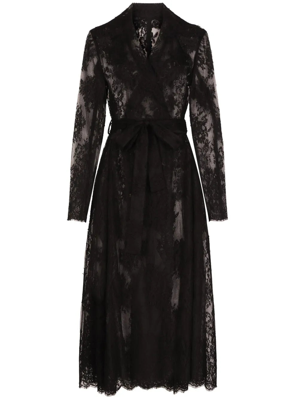 Lace-Panel Long-Sleeve Coat