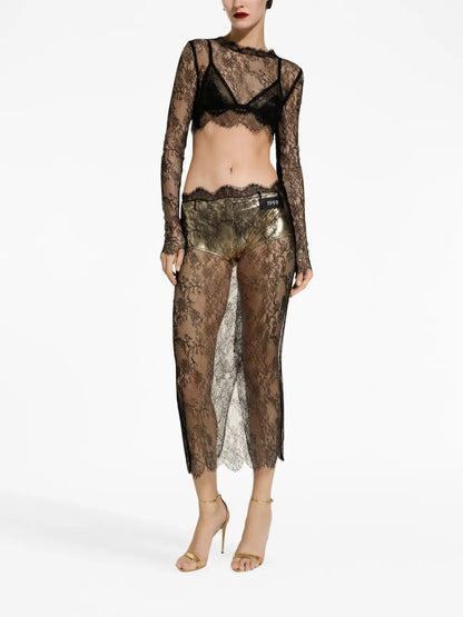 Sheer Lace Cropped Top