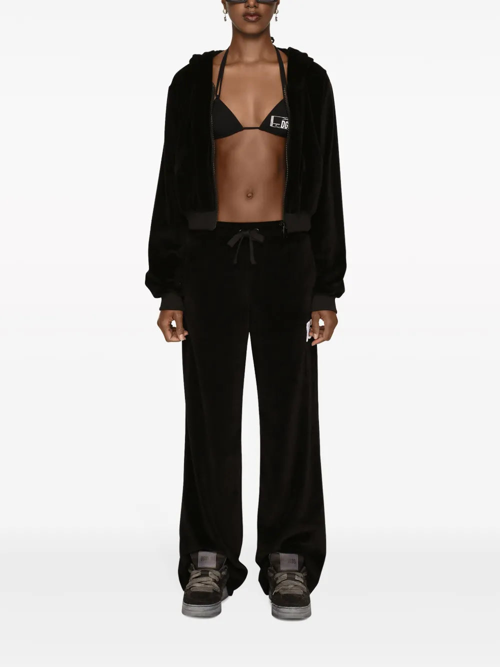 Logo-Print Velvet Track Pants