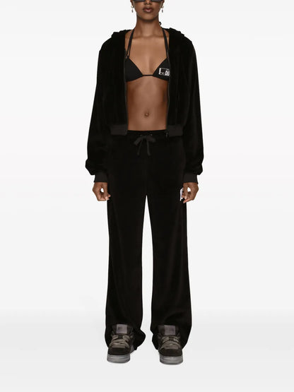 Logo-Print Velvet Track Pants