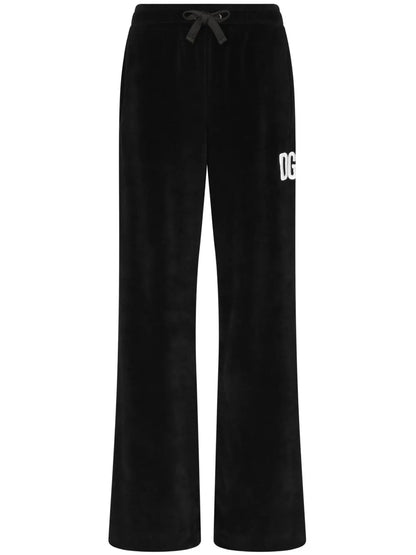 Logo-Print Velvet Track Pants