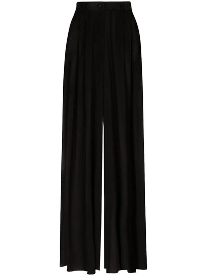 Wide-Leg Stretch-Silk Trousers