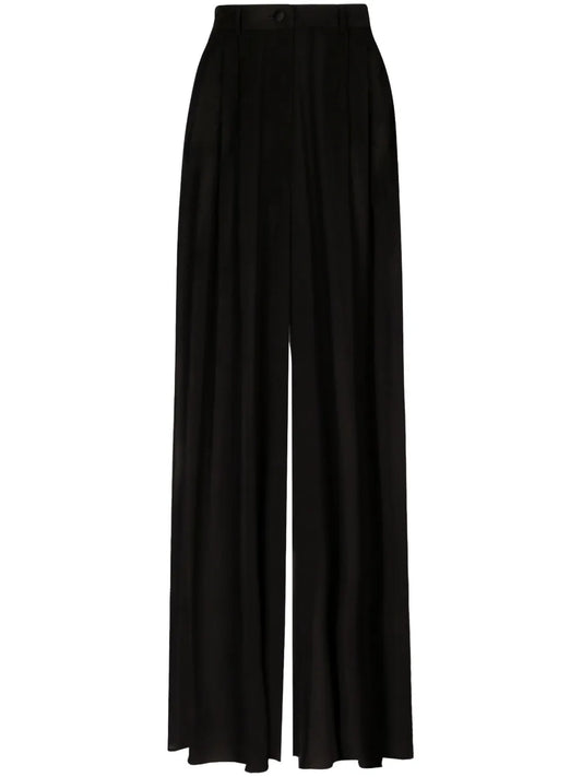 Wide-Leg Stretch-Silk Trousers