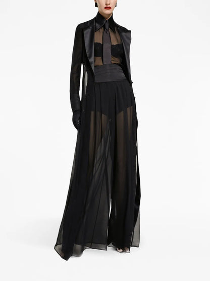 Wide-Leg Stretch-Silk Trousers