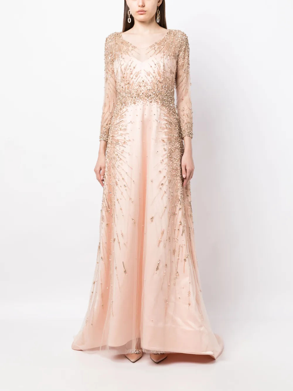 Canton Crepe Beaded Dress