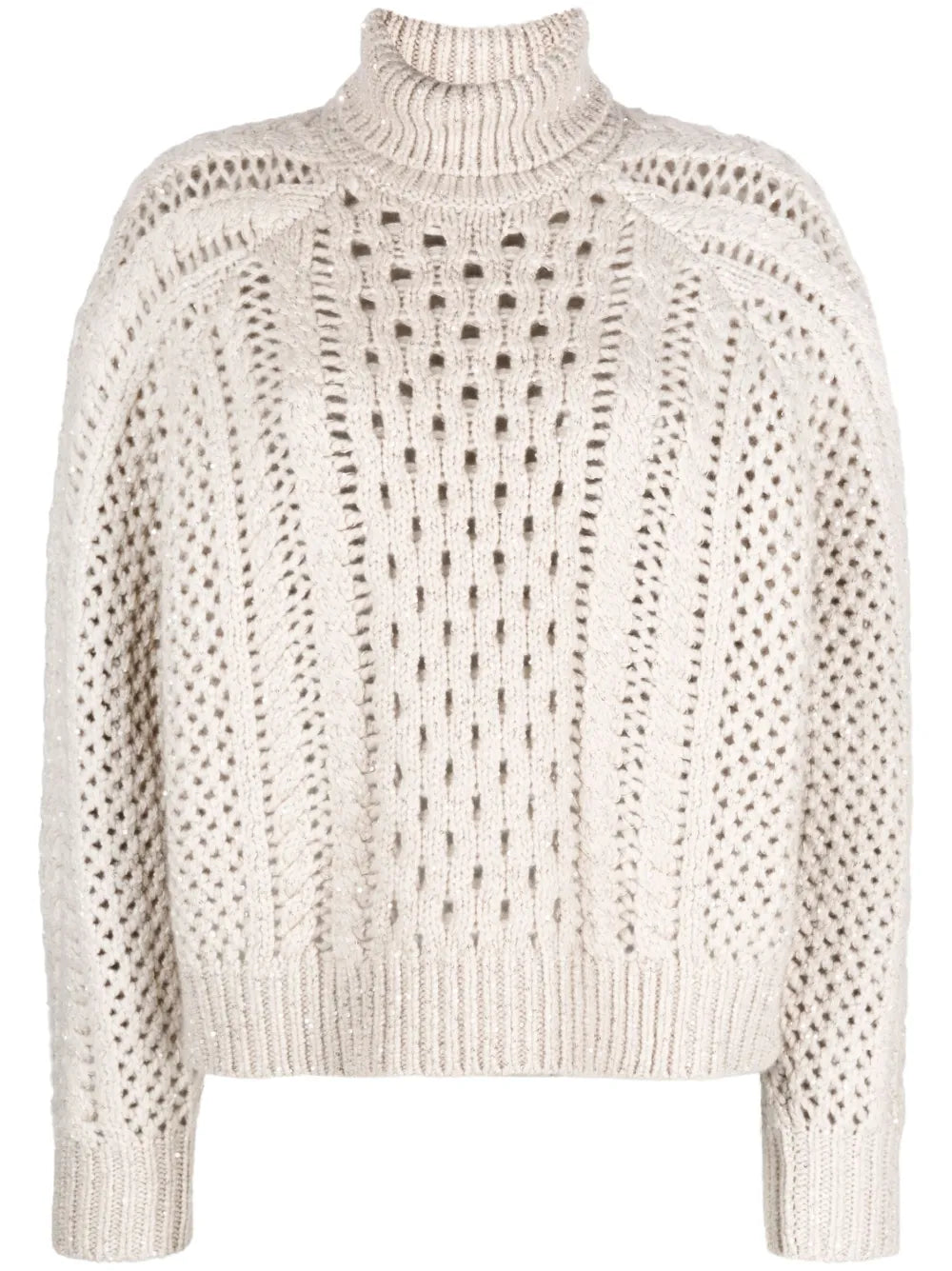 High-Neck Crochet-Knit Jumper