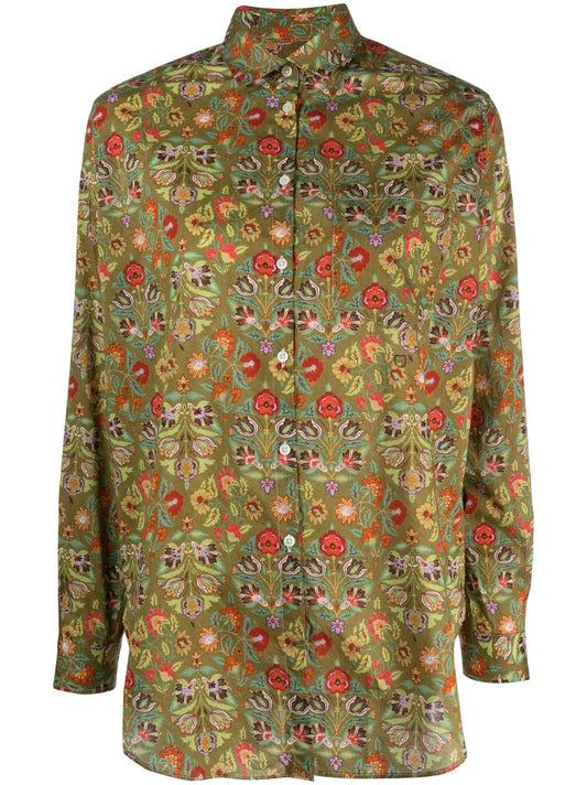 Botanical-Print Cotton Shirt