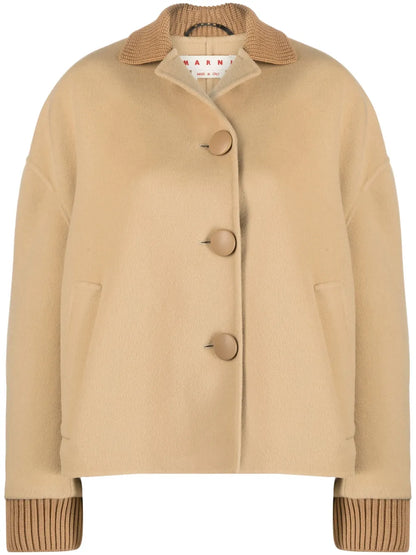 Knitted-Trim Wool-Cashmere Jacket