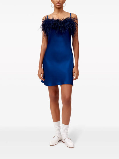 Boheme Feather-Trim Minidress