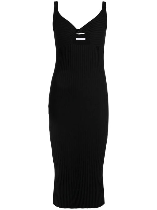 Twist-Detail Ribbed-Knit Dress