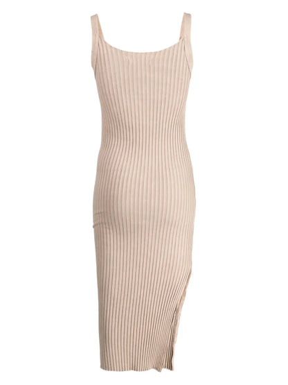 Twist-Detail Ribbed-Knit Dress