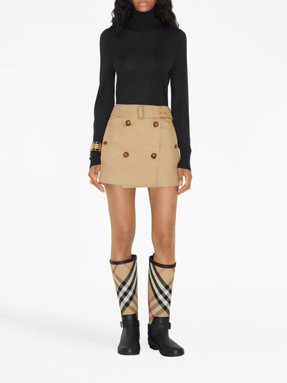 Gabardine Trench Cotton Miniskirt