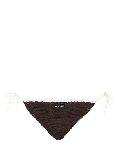 Crochet-Knit Embroidered-Logo Bikini Bottoms