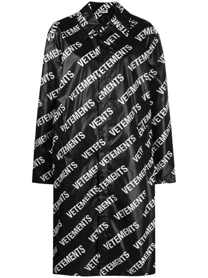 Logo-Print Mid-Length Coat