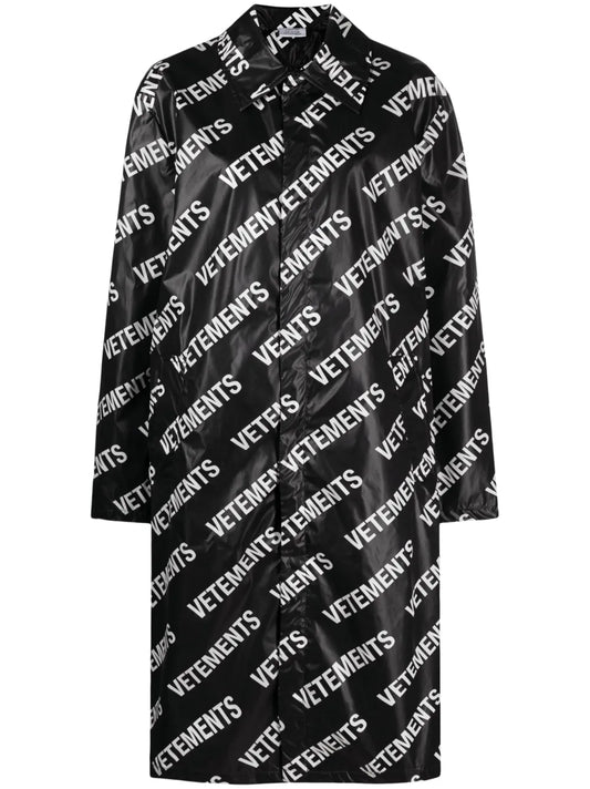 Logo-Print Mid-Length Coat