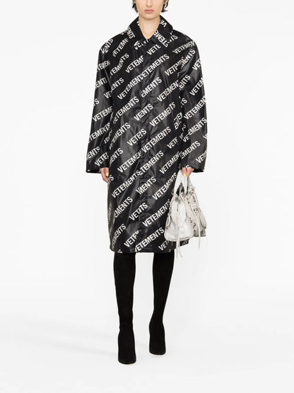 Logo-Print Mid-Length Coat