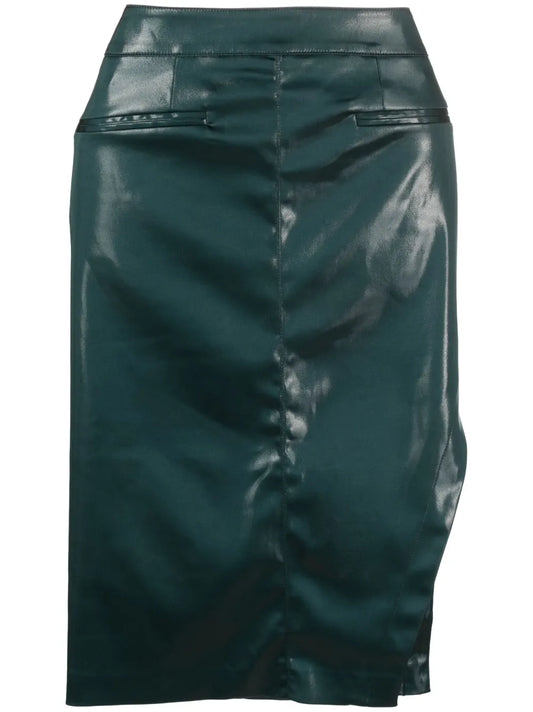 Asymmetric Shiny-Finish Skirt