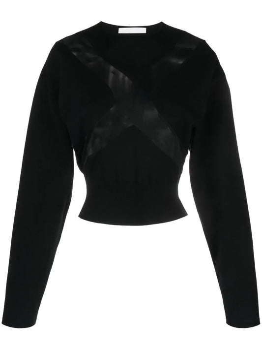Sheer-Panelling Cotton T-Shirt