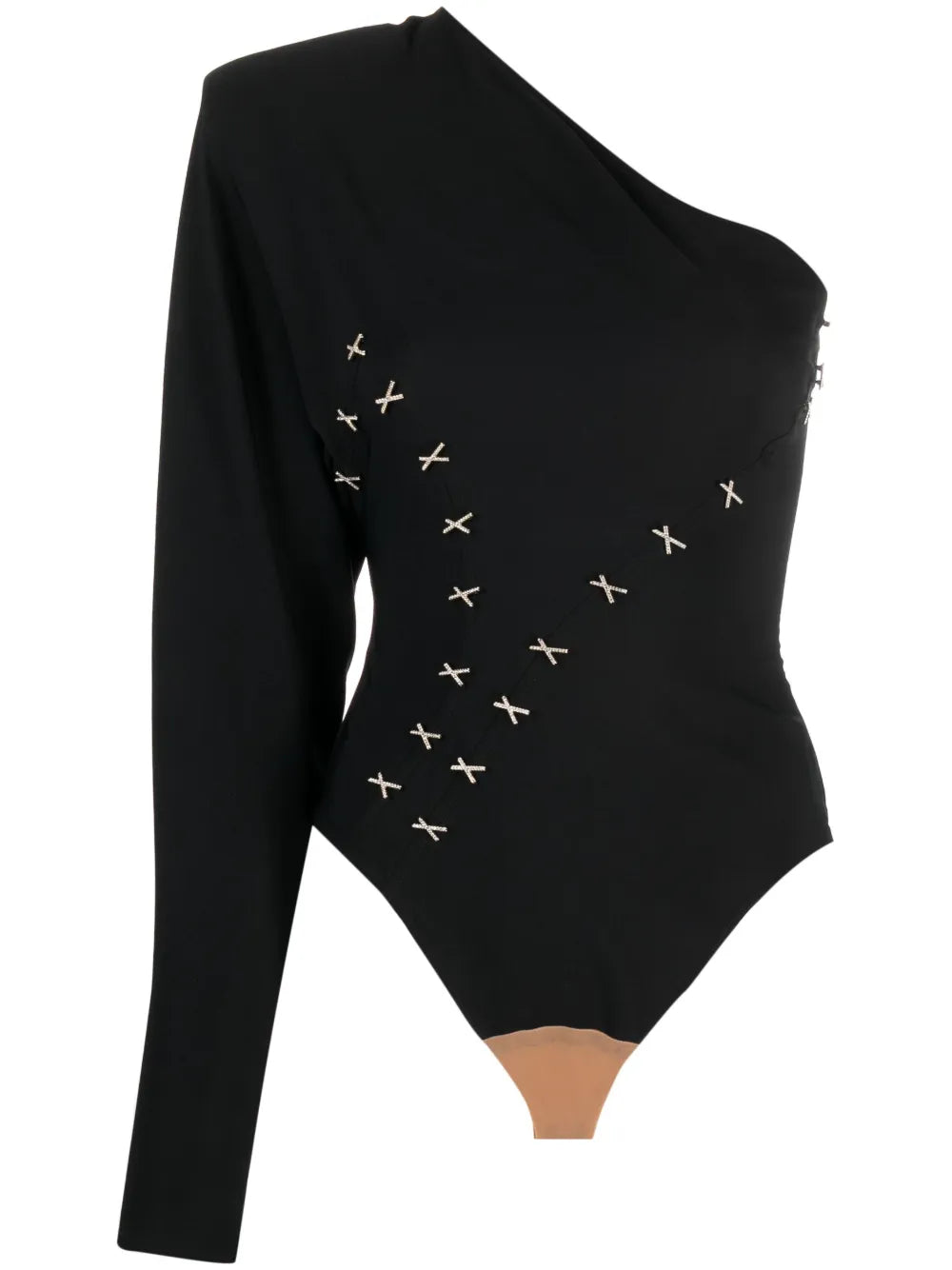 Appliqué-Detailing One-Shoulder Bodysuit