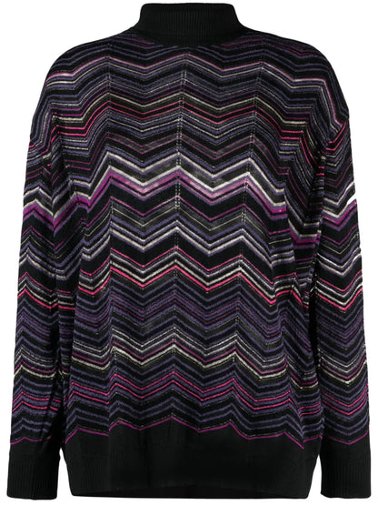 Zigzag-Woven Roll-Neck Jumper