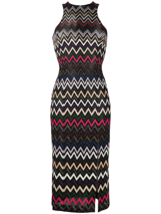 Zigzag-Woven Midi Dress