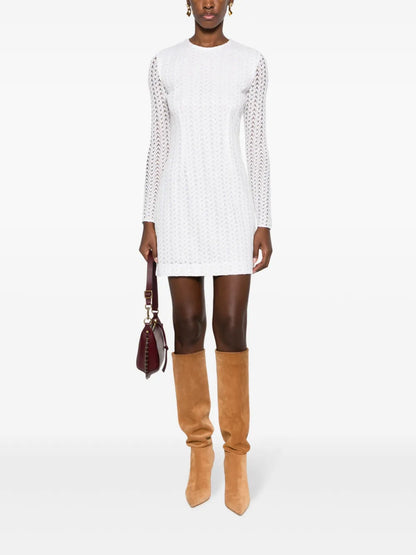 Zigzag Crochet-Knit Minidress