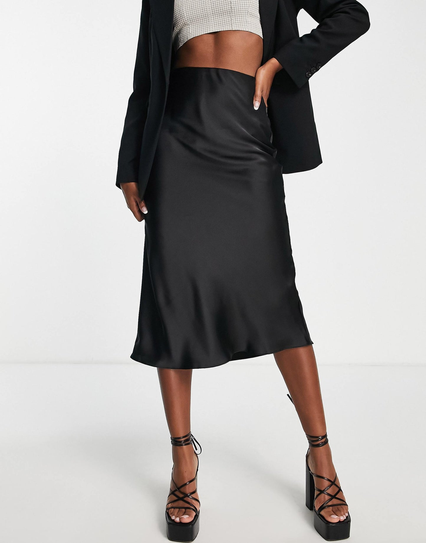 Satin Bias Midi Skirt