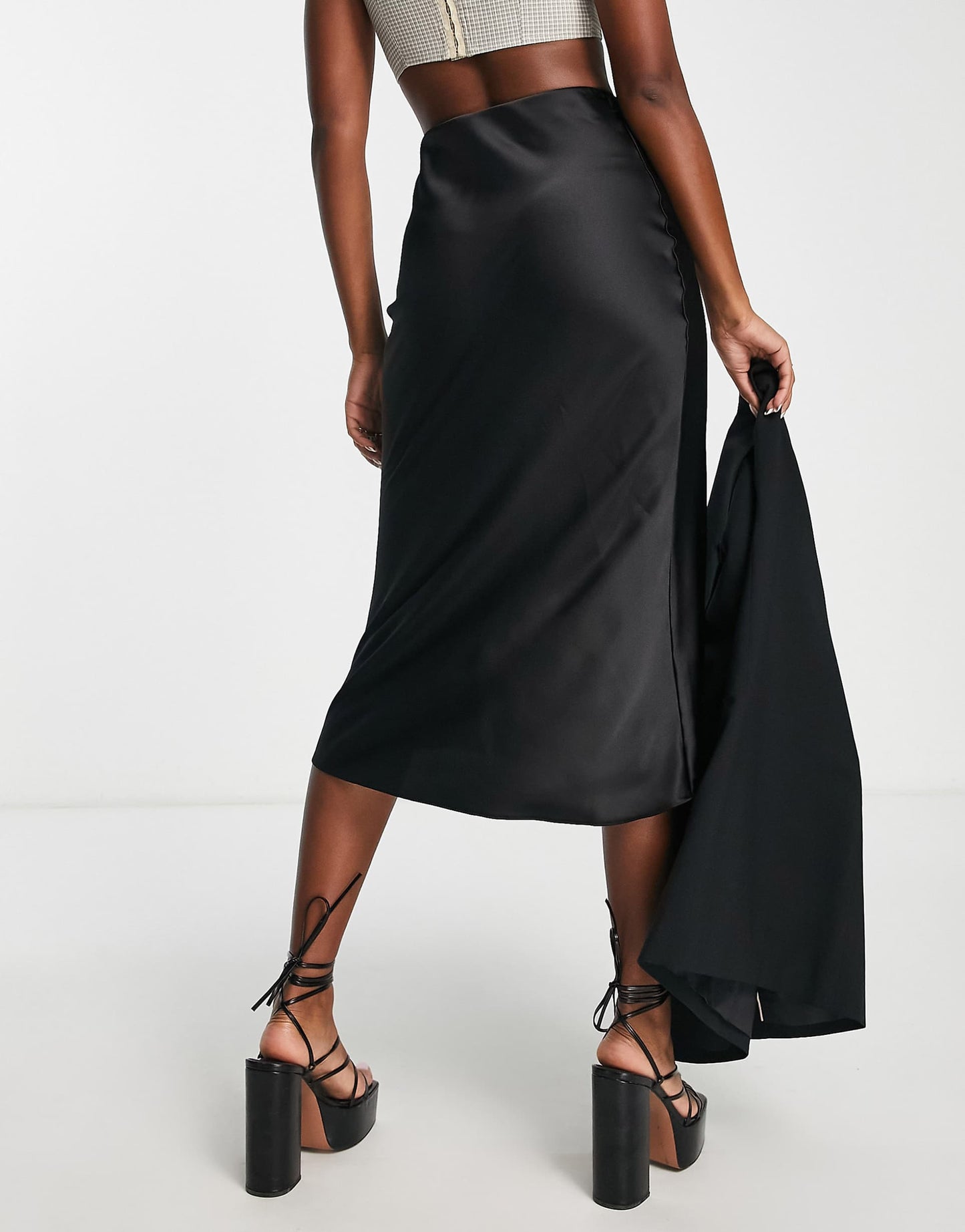 Satin Bias Midi Skirt