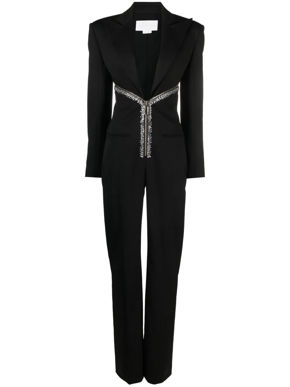 Crystal-Embellished Tailored-Design Jumpsuit